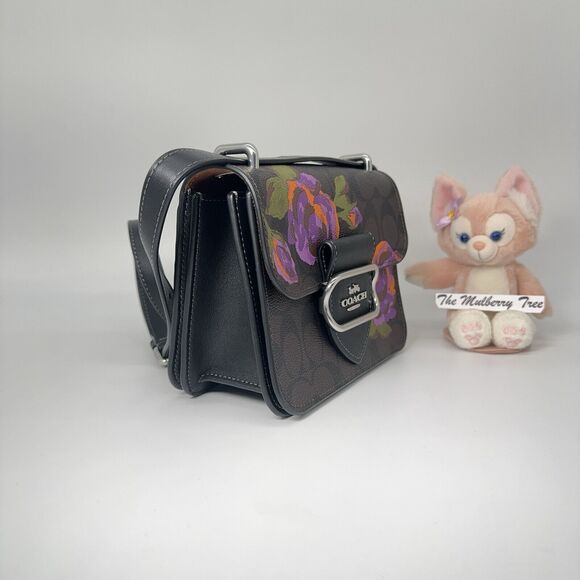 Coach CL415 Morgan Square Crossbody In Signature Canvas With Rose Print NWT $520 - Picture 2 of 12